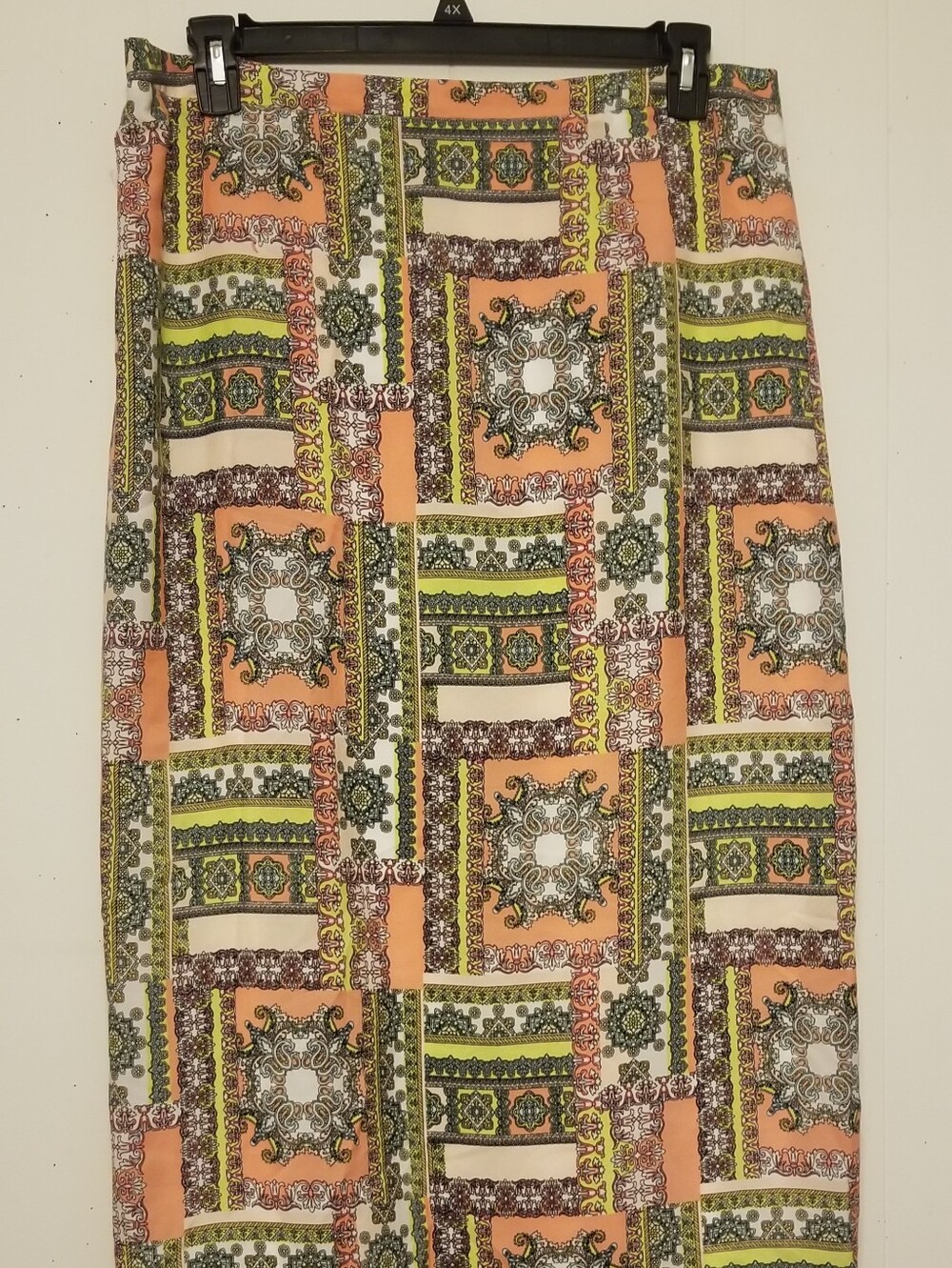 Cato Peach, Olive & Cream Printed Maxi Skirt Women's Size 18/20W